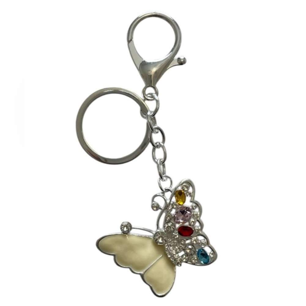 Pastel Collection Butterfly Keychain with Colorful Gems